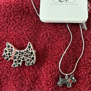 Christopher and Banks Dog Brooch and Necklace Set